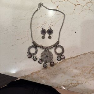 Elegant Silver and Pink Jewelry Set